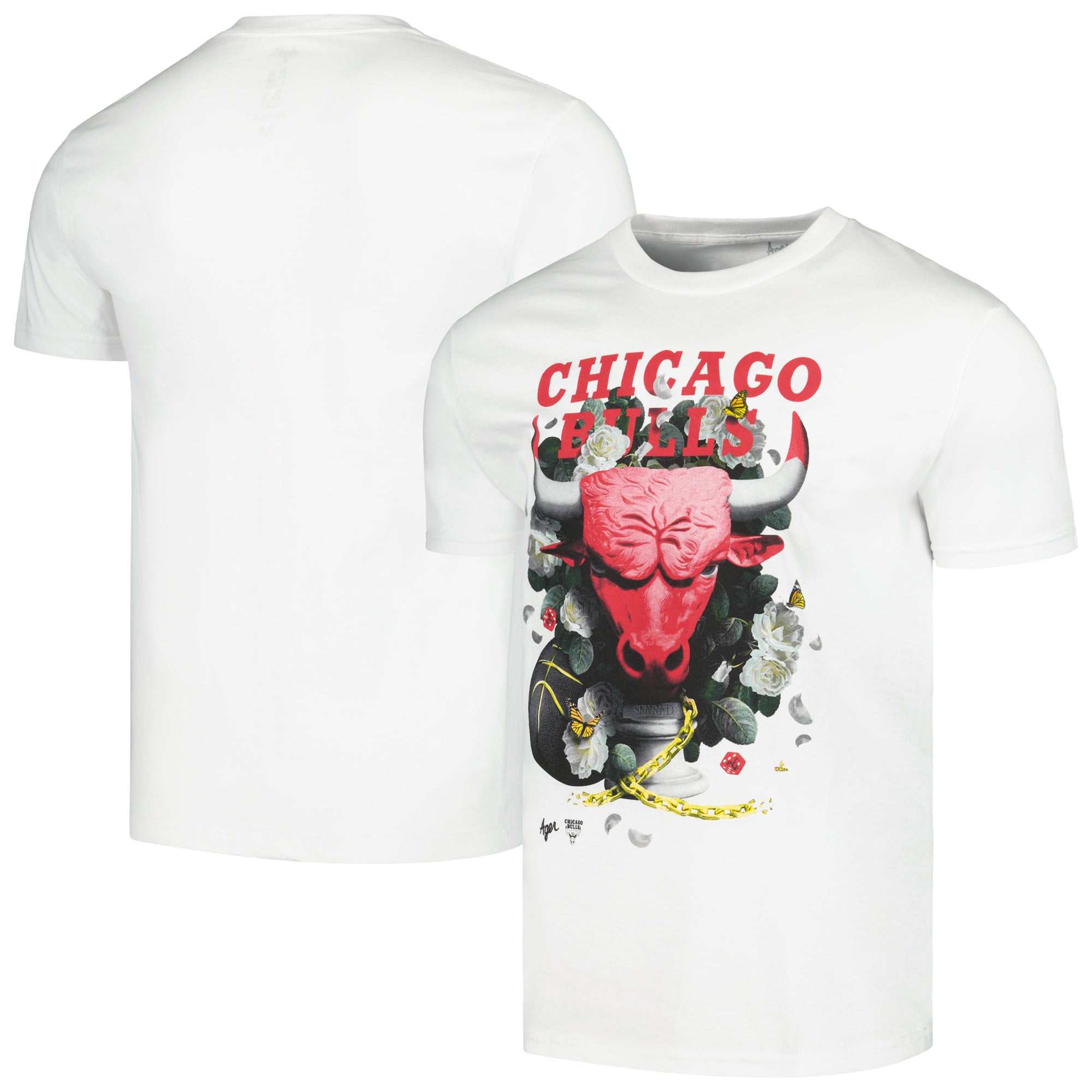 T-shirt unisexe NBA x Kathy Ager blanc Chicago Bulls, collection « Identifier l'artiste »